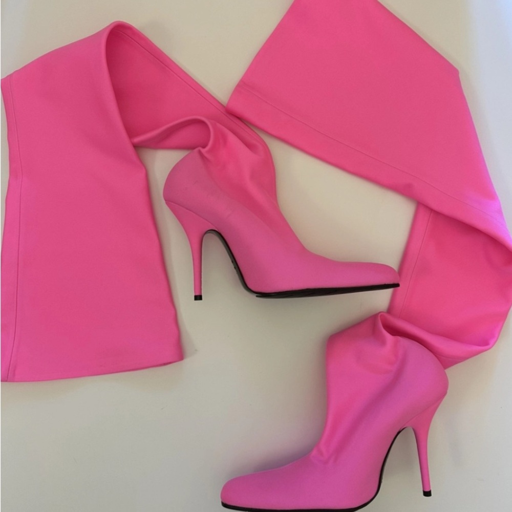 Balenciaga Pink Over the Knee Boots